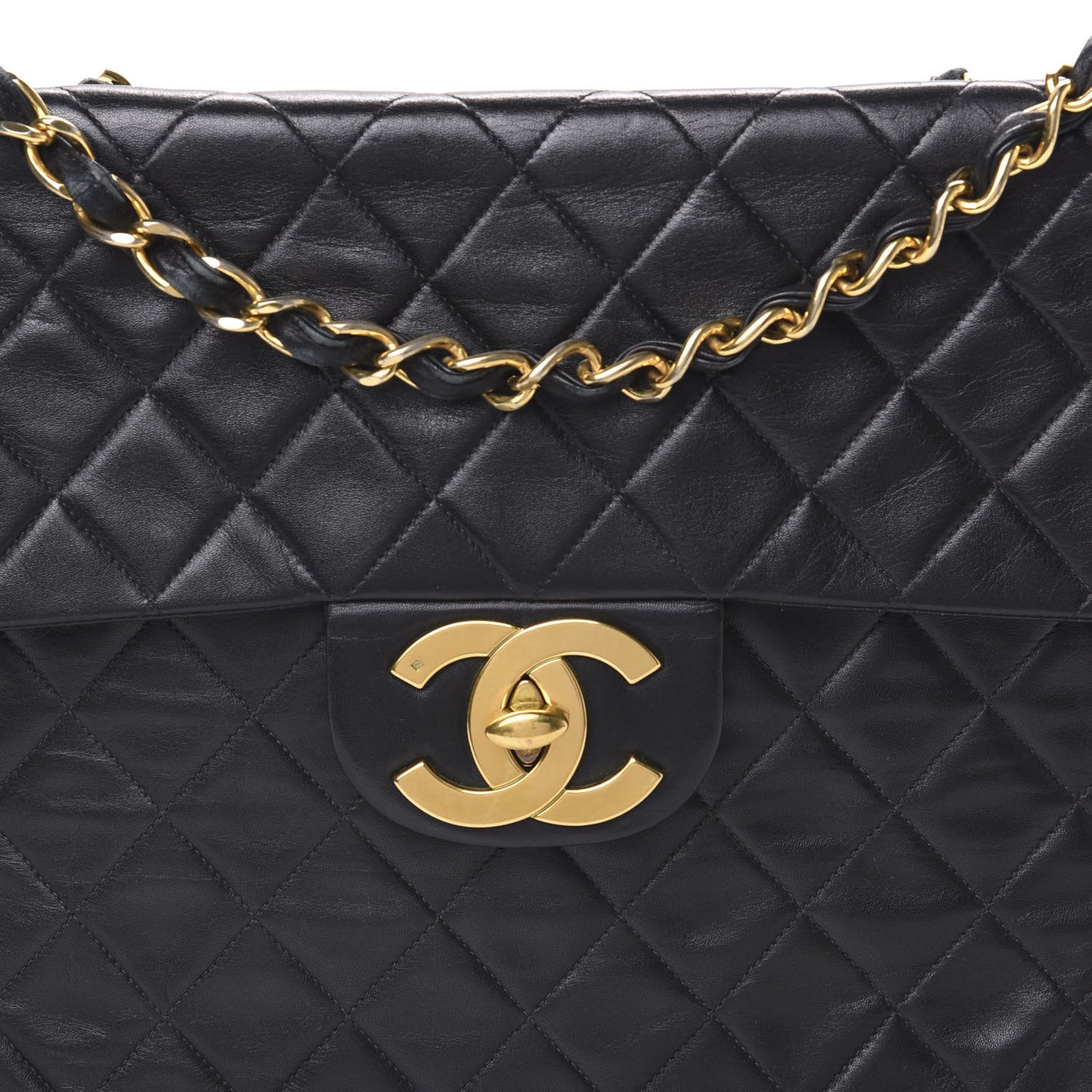 Lambskin Quilted XL Jumbo Single Flap Black
