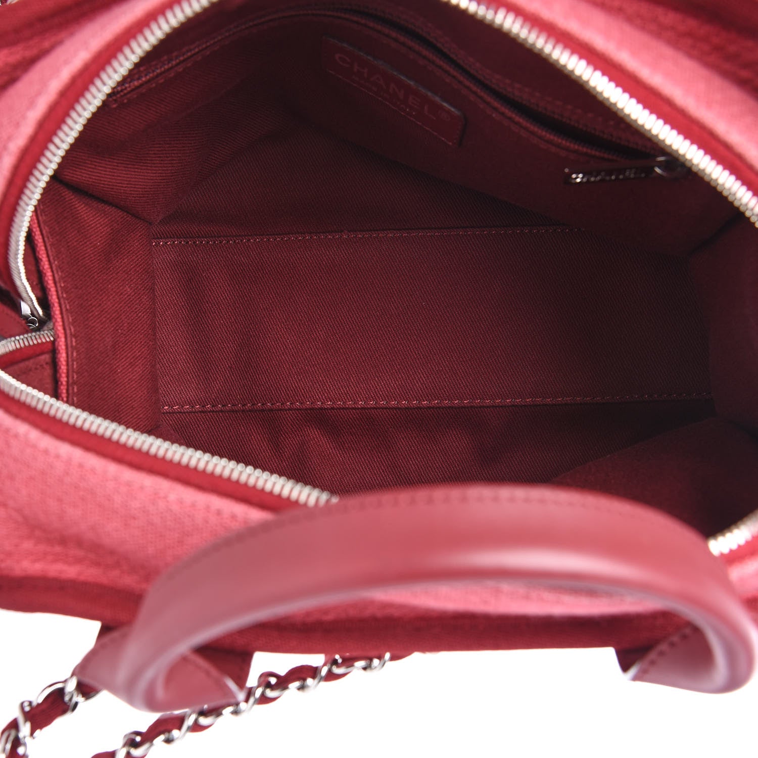 Chanel Canvas Deauville Small Bowling Bag Dark Pink 6 of 11