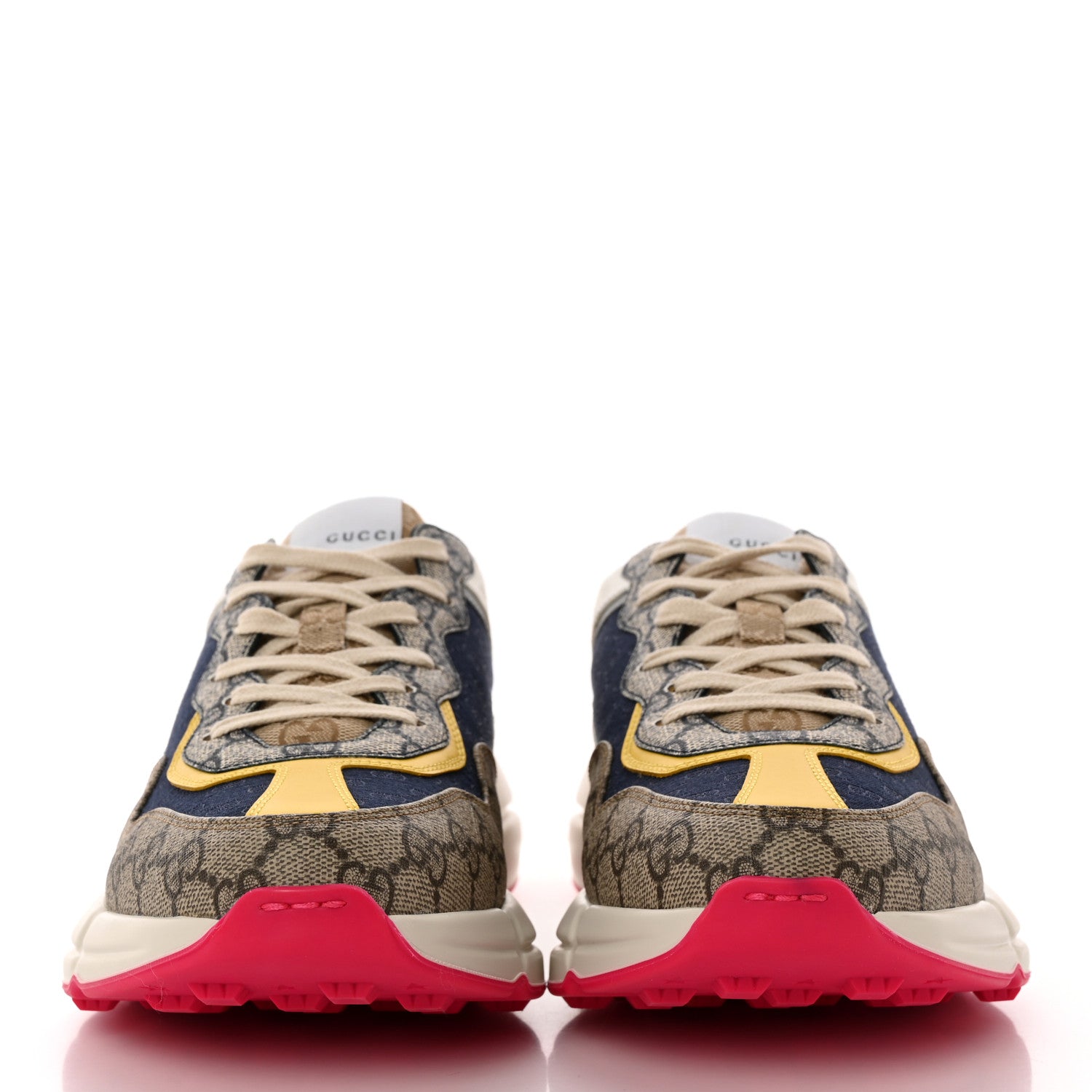 Gucci GG Supreme Monogram Mix Monogram Mens Rhyton Sneakers 9 London Blue Beige Sun Yellow 2 of 11