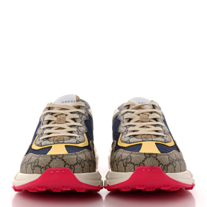 Gucci GG Supreme Monogram Mix Monogram Mens Rhyton Sneakers 9 London Blue Beige Sun Yellow 2 of 11