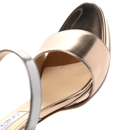 Jimmy Choo Metallic Mirror Calfskin Glitter Buzz 120 Sandals 39 Gold 10 of 12