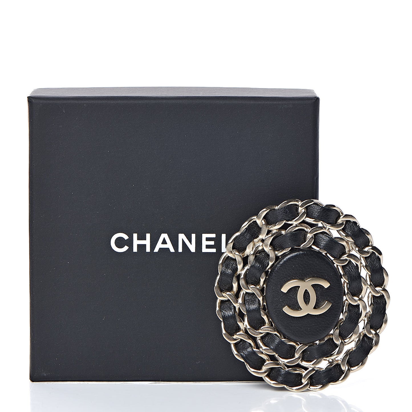 Lambskin CC Brooch Black Gold