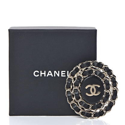 Chanel Lambskin CC Brooch Black Gold 5 of 5