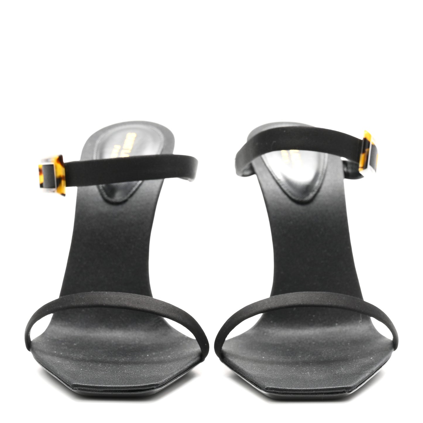 Satin Oud Buckle Sandals 39 Black