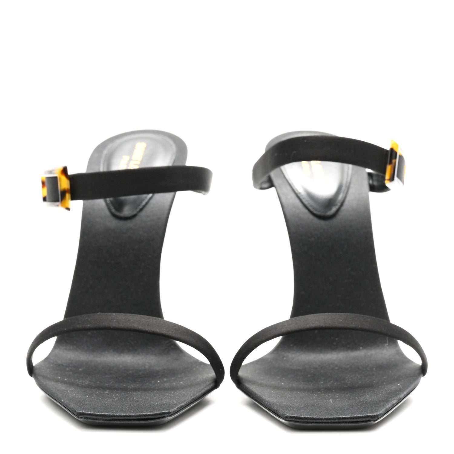 Saint Laurent Satin Oud Buckle Sandals 39 Black 3 of 10