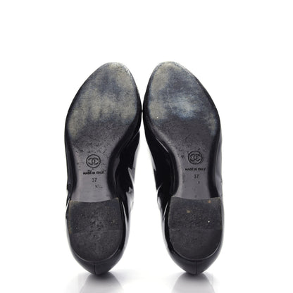 Chanel Patent Cap Toe Ballerina Flats 37 Black White 5 of 14
