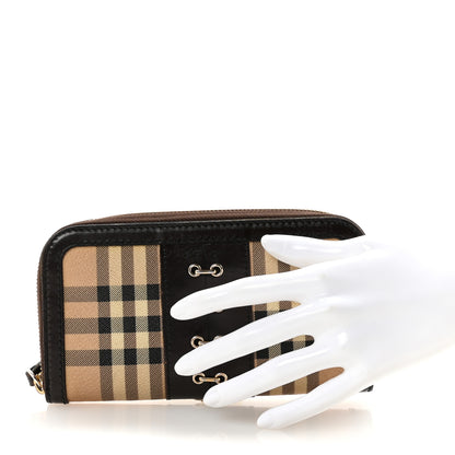 Burberry Haymarket Check Large Zip Around Wallet Brown 2 of 9