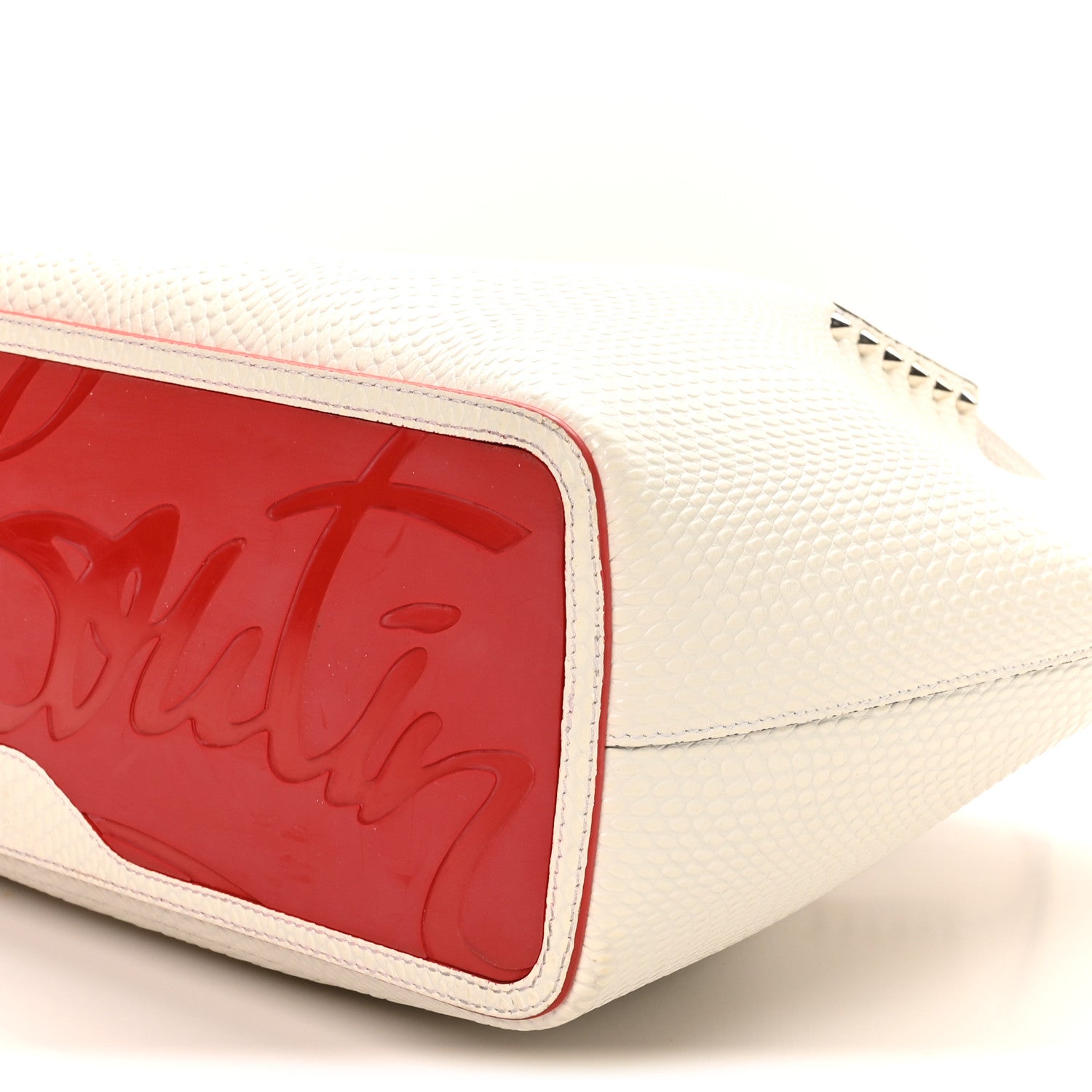 Christian Louboutin Calfskin Jurassic Embossed Spiked Large Cabarock Shopper Tote White 9 of 9