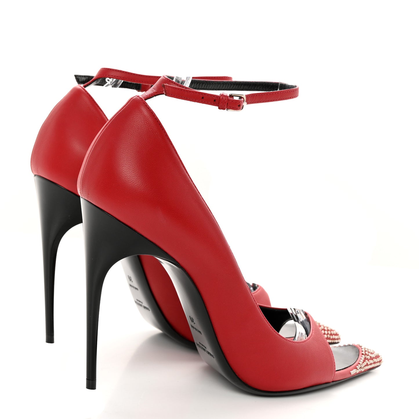 Nappa Studded Palace 105 Open Toe Pumps 39 Rouge Eros