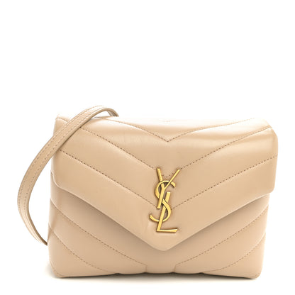 Saint Laurent Calfskin Y Quilted Monogram Toy Loulou Crossbody Bag Dark Beige 1 of 11