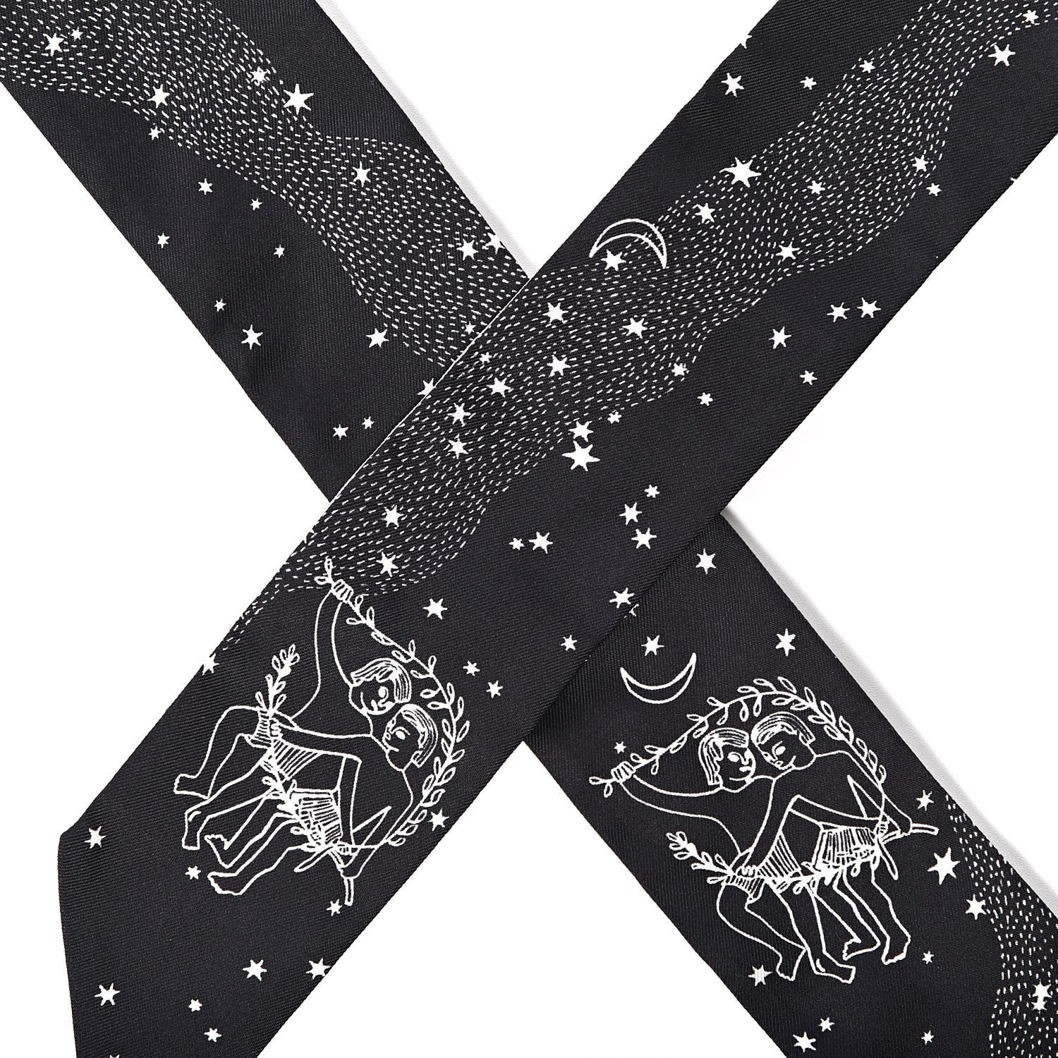 Christian Dior Silk Zodiac Gemini Mitzah Scarf Black 510191