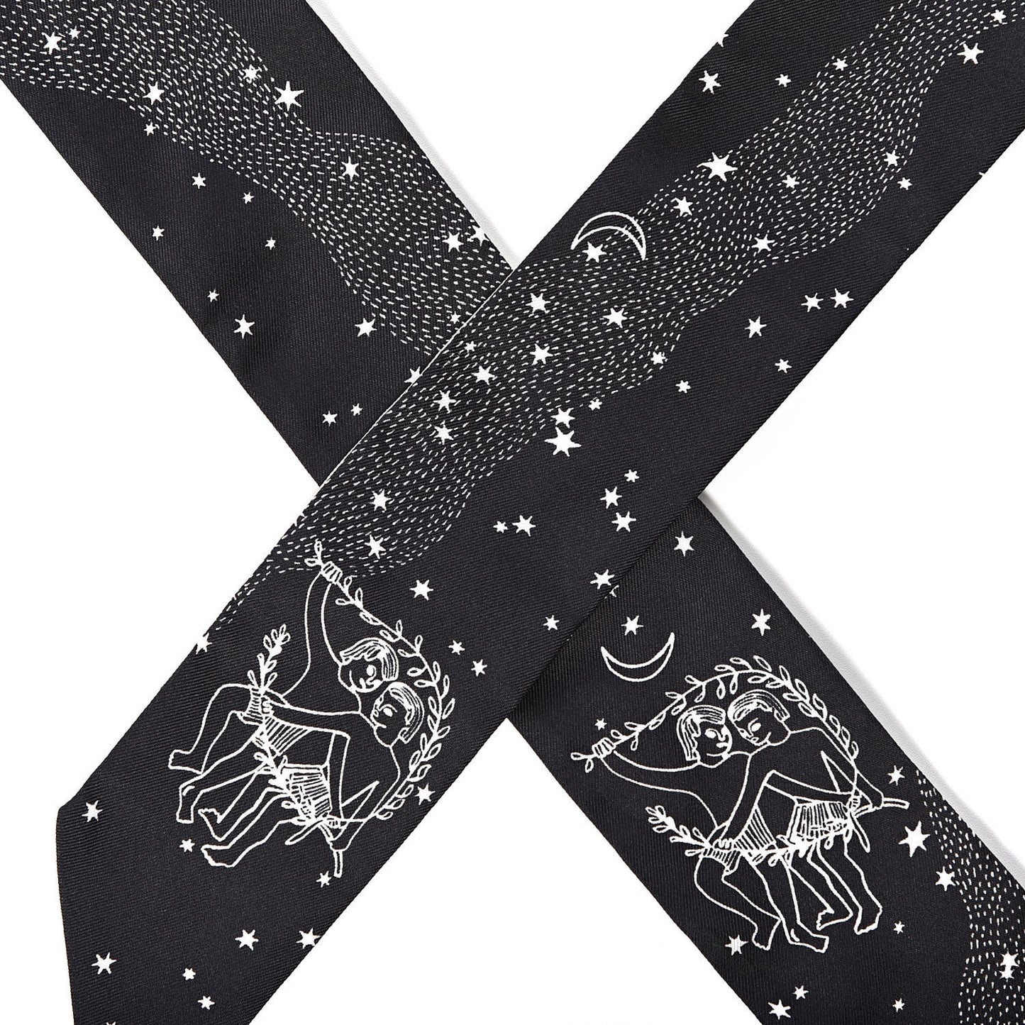 Silk Zodiac Gemini Mitzah Scarf Black