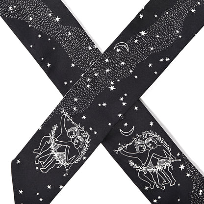 Christian Dior Silk Zodiac Gemini Mitzah Scarf Black 4 of 5