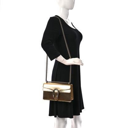 Gucci Metallic Textured Calfskin Crystal Small Dionysus Shoulder Bag Gold 2 of 9