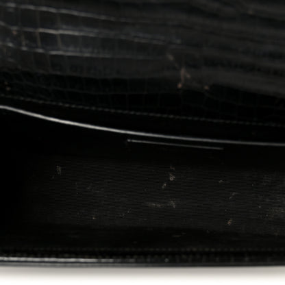 Saint Laurent Calfskin Crocodile Embossed Medium Classic Monogram Kate Tassel Satchel Black 4 of 10