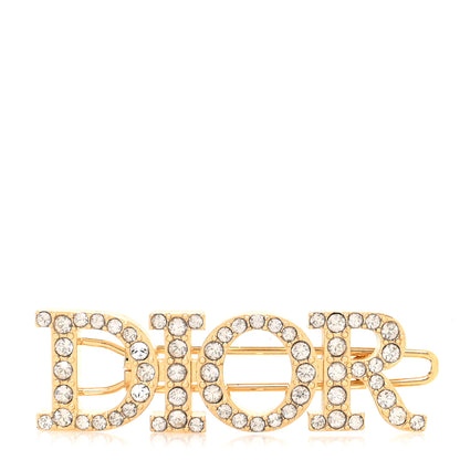Christian Dior Crystal Dior Logo Barrette Gold 1 of 3