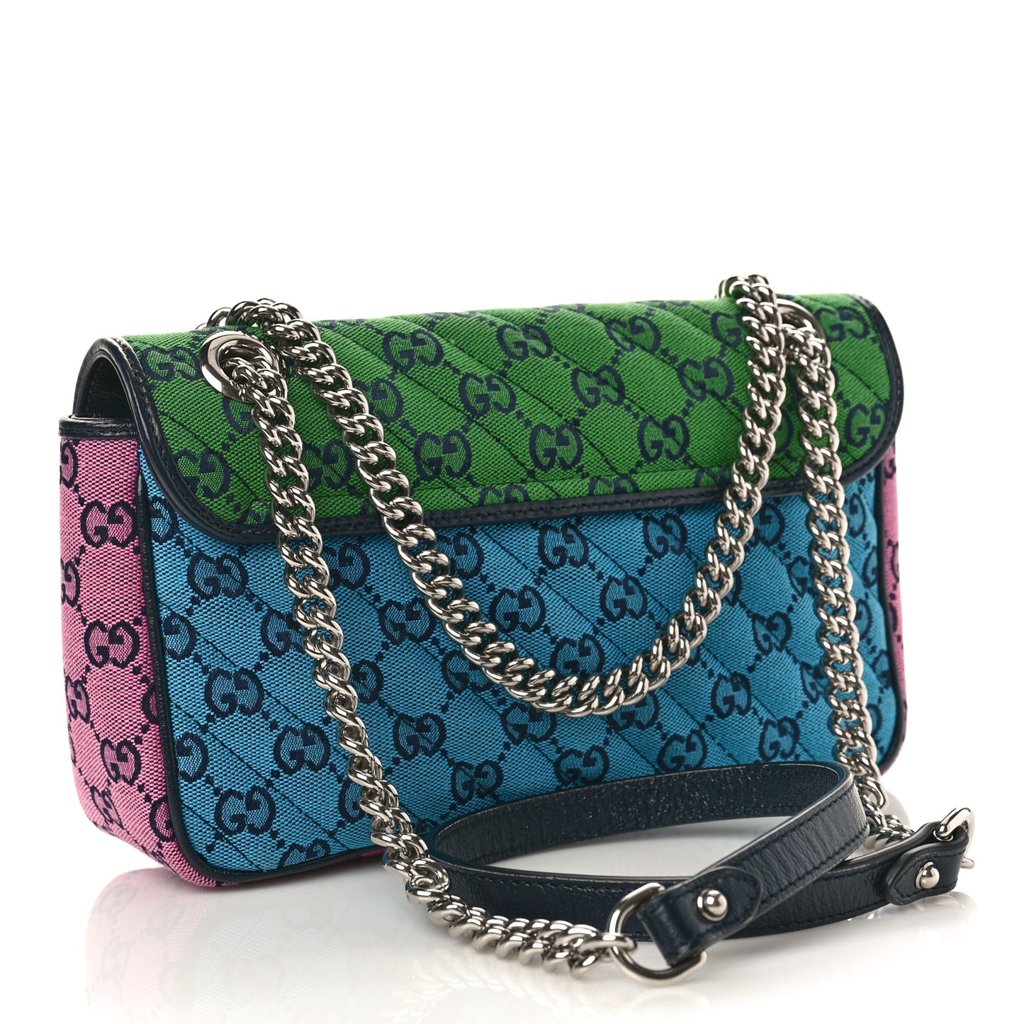 Monogram Multicolor Matelasse Diagonal Small GG Marmont Shoulder Bag Green Blue Yellow Light Blue Pink