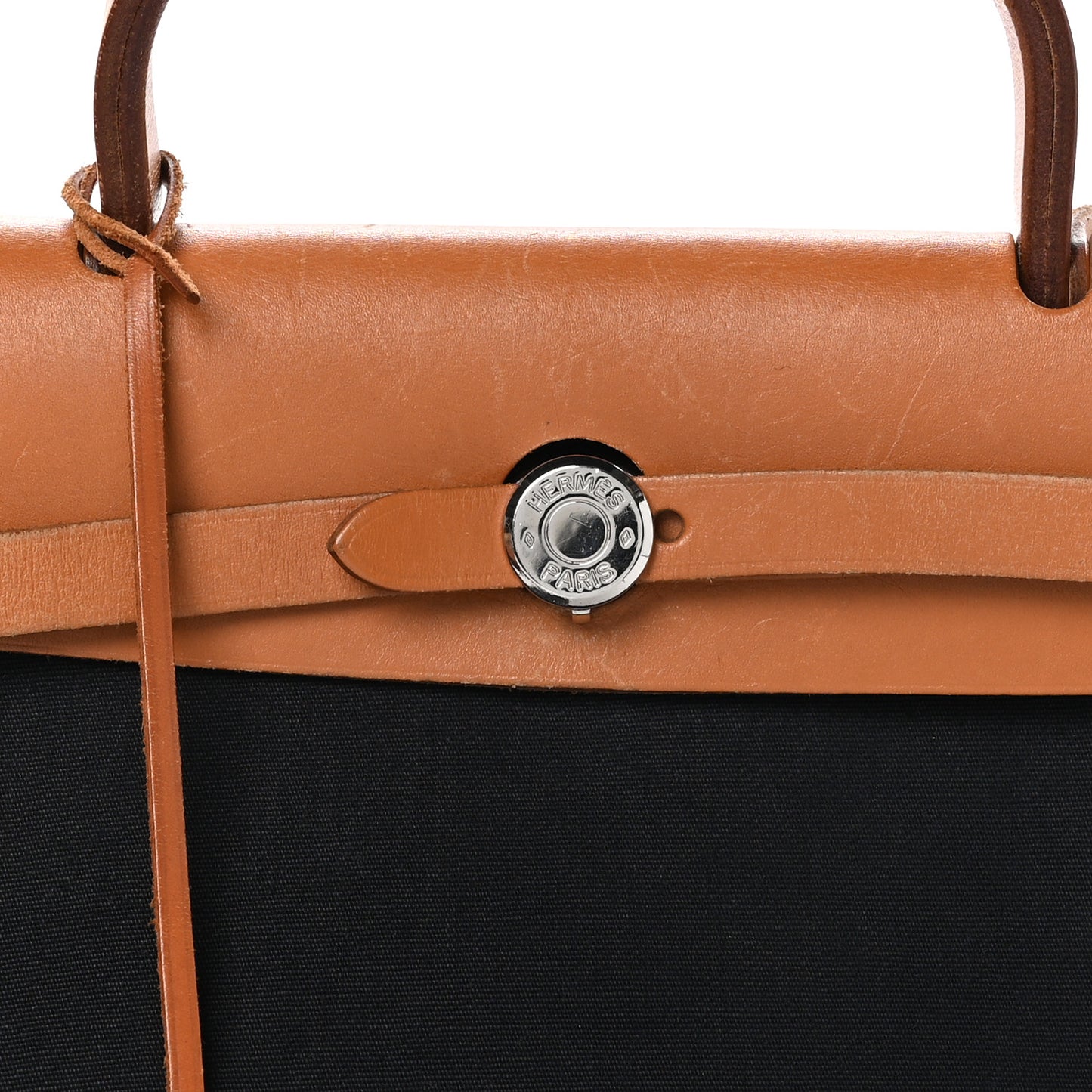 Toile Vache Calfskin Herbag 30 PM Black Natural