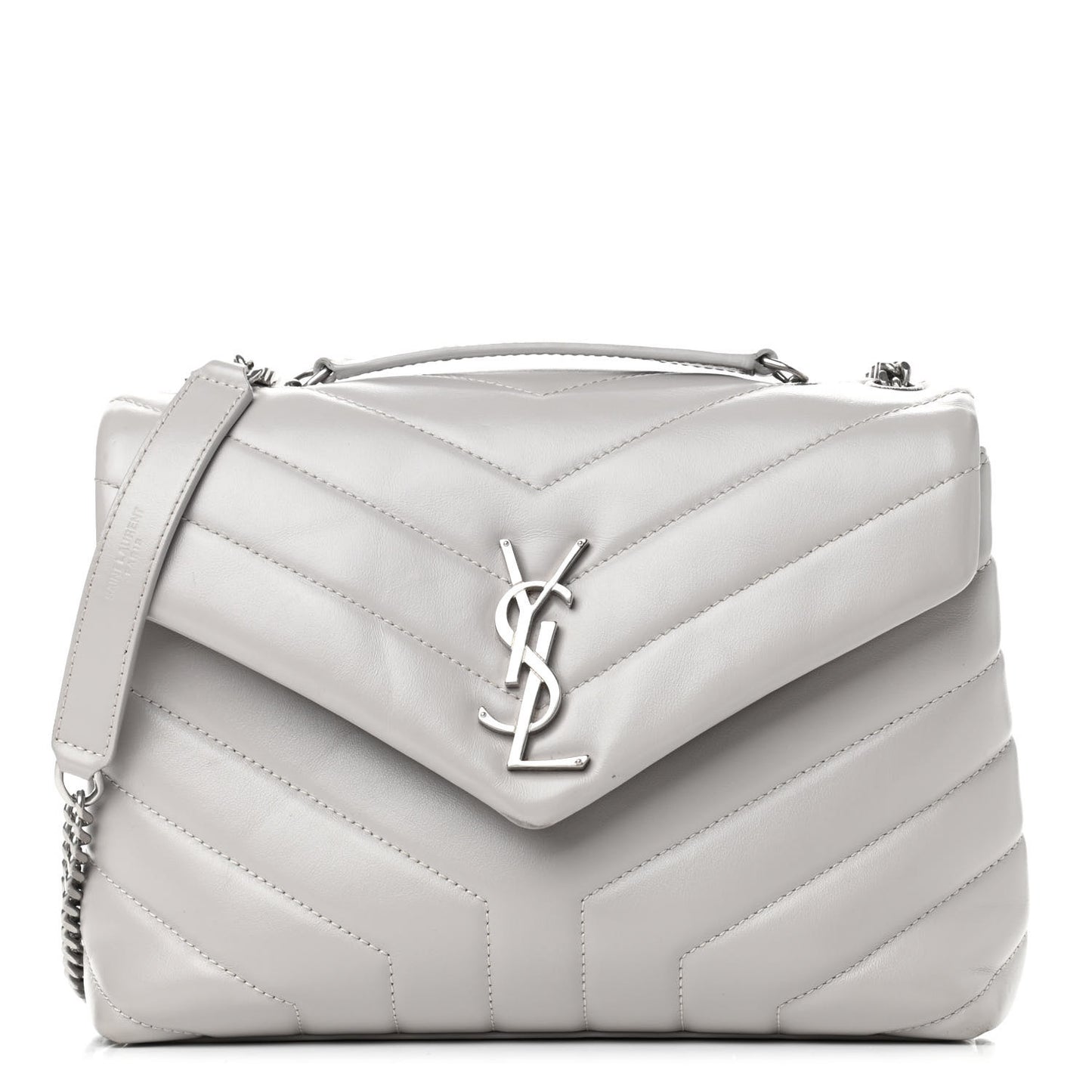 Calfskin Y Quilted Monogram Small Loulou Chain Satchel Granite