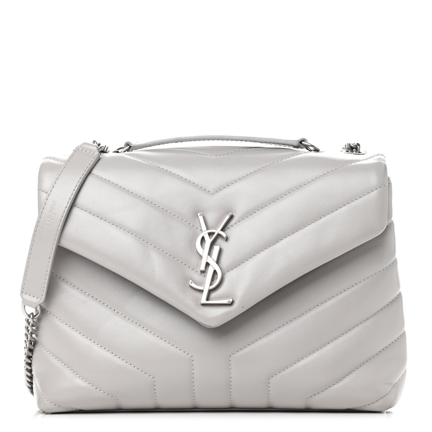 Saint Laurent Calfskin Y Quilted Monogram Small Loulou Chain Satchel Granite 1 of 9