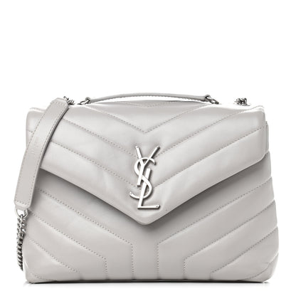 Saint Laurent Calfskin Y Quilted Monogram Small Loulou Chain Satchel Granite 1 of 9