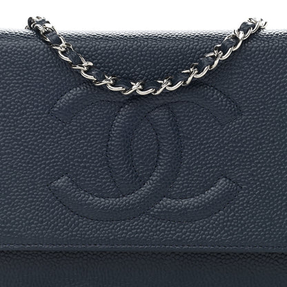 Chanel Caviar Timeless CC Wallet On Chain WOC Dark Blue 8 of 12