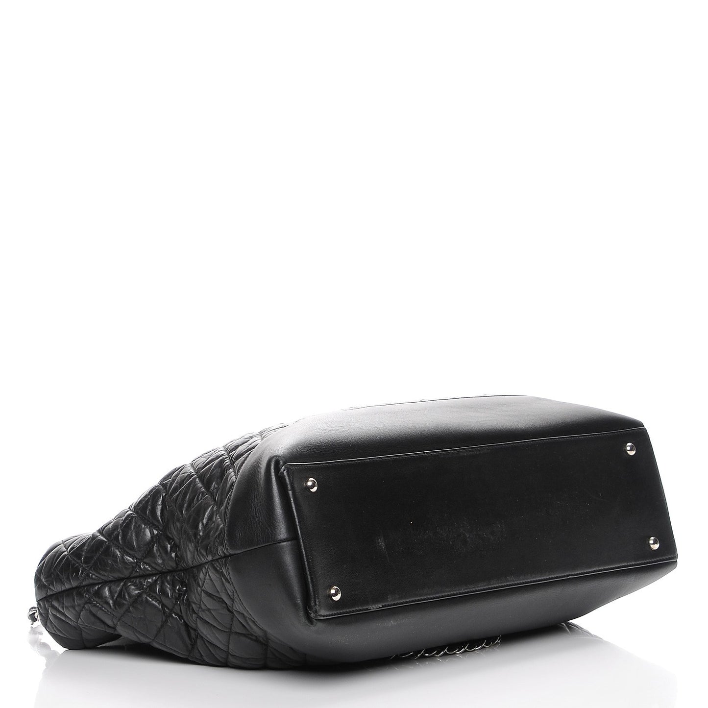 Aged Calfskin Quilted Be CC Tote Black