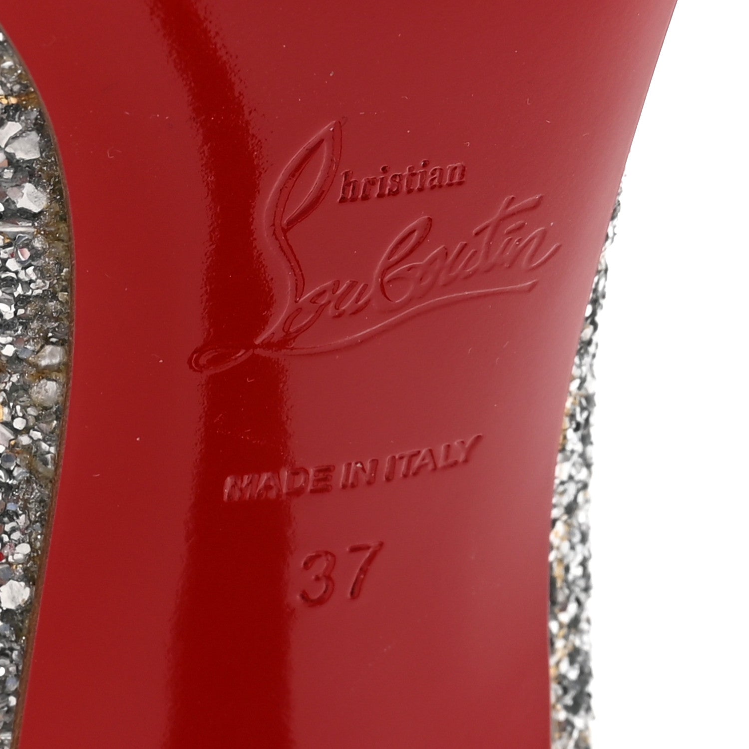 Christian Louboutin Glitter Canvas Aliglitter Fifille 100 Pumps 37 Silver 7 of 9