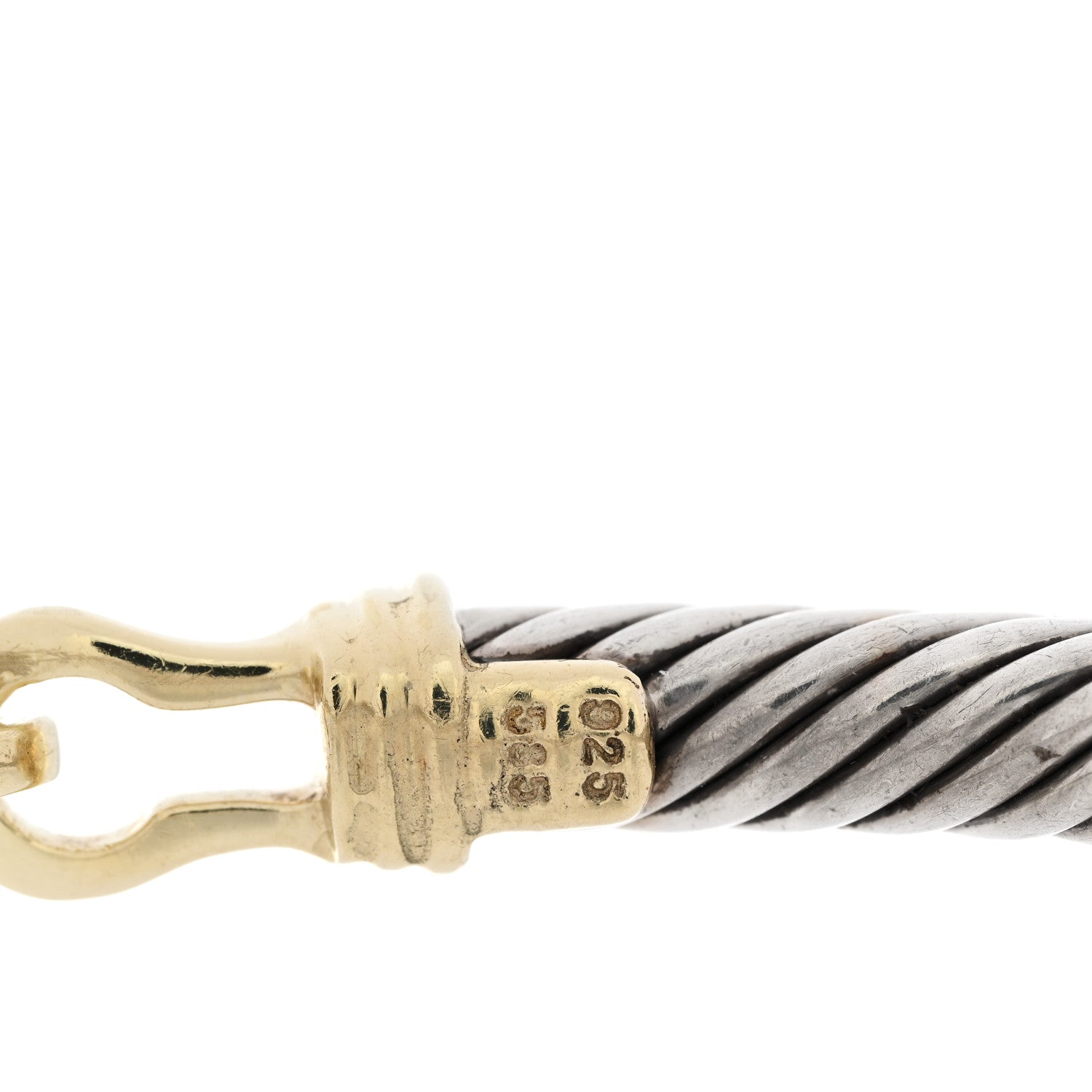 David Yurman Sterling Silver 14K Yellow Gold 5mm Cable Classic Buckle Bracelet 3 of 4
