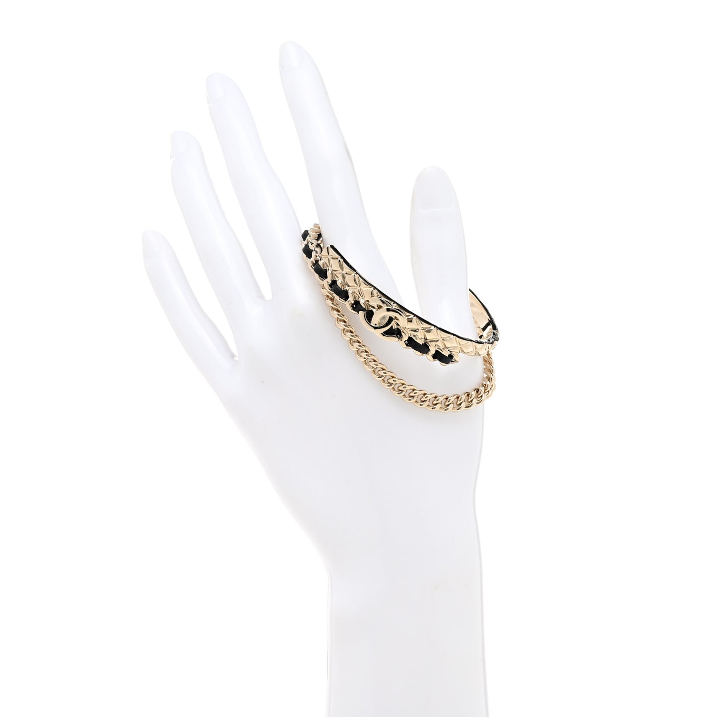 Metal Lambskin CC Turnlock Chain Bracelet