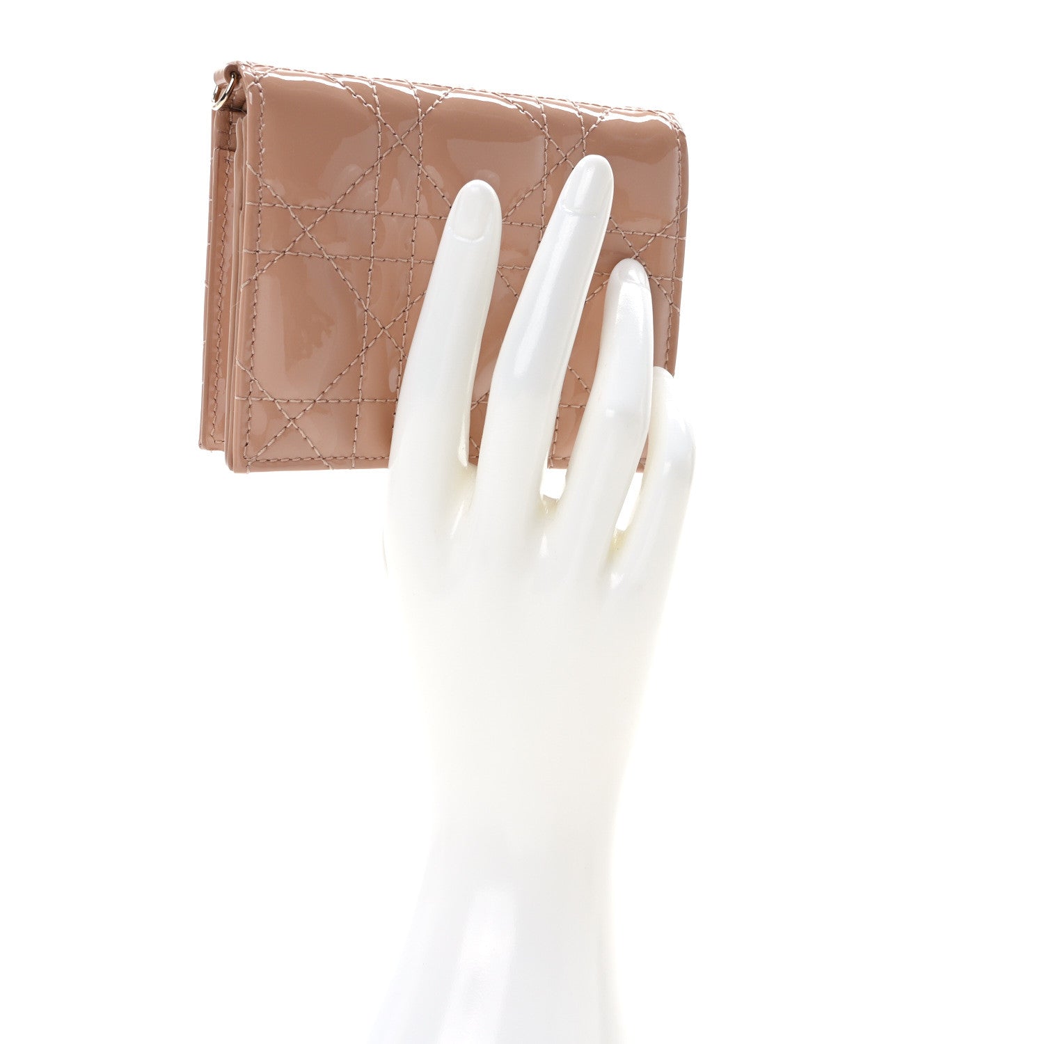 Christian Dior Patent Cannage Mini Lady Dior Wallet Beige 2 of 7