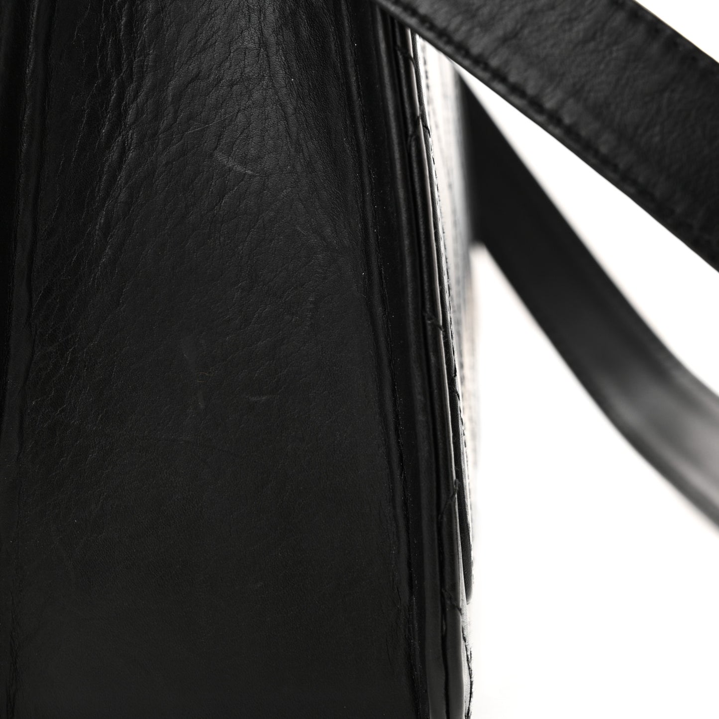 Lambskin Stitched Shoulder Flap Bag Black