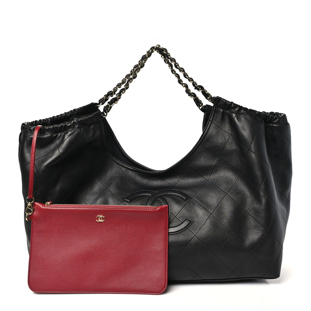 Lambskin Quilted Neo Cabas Shopping Tote Black