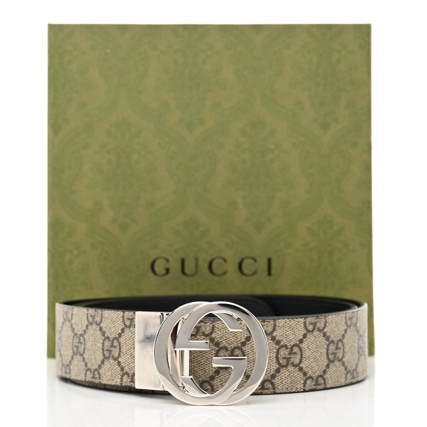 GG Supreme Monogram Interlocking G Belt 110 44 Dark Brown