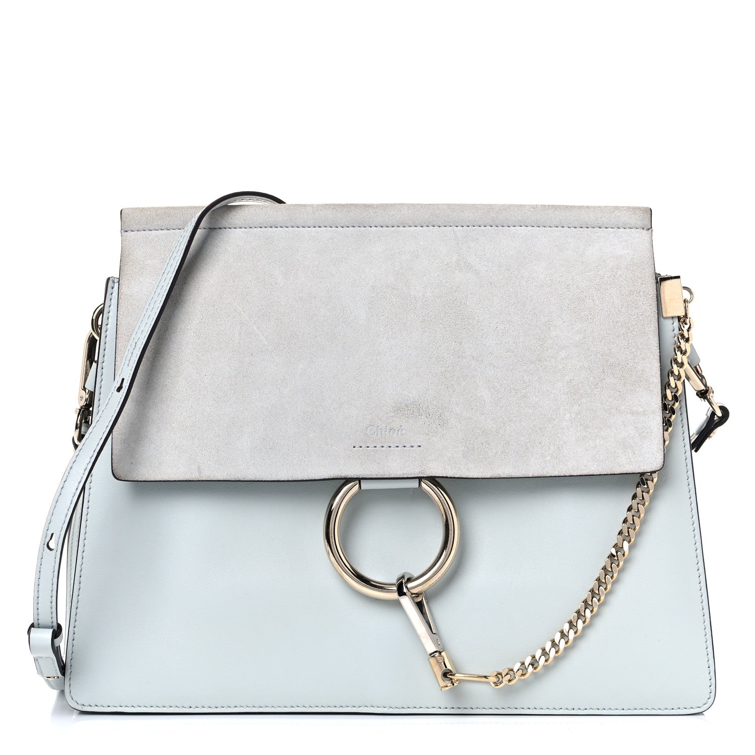 Chloe Calfskin Suede Medium Faye Shoulder Bag Airy Grey 1 of 17