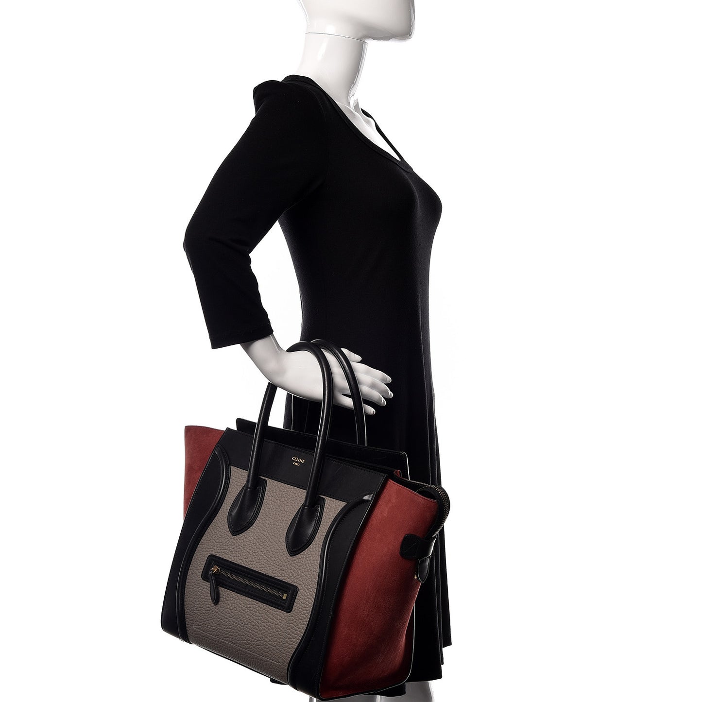 Bullhide Calfskin Suede Mini Tri-Color Luggage Dark Ruby