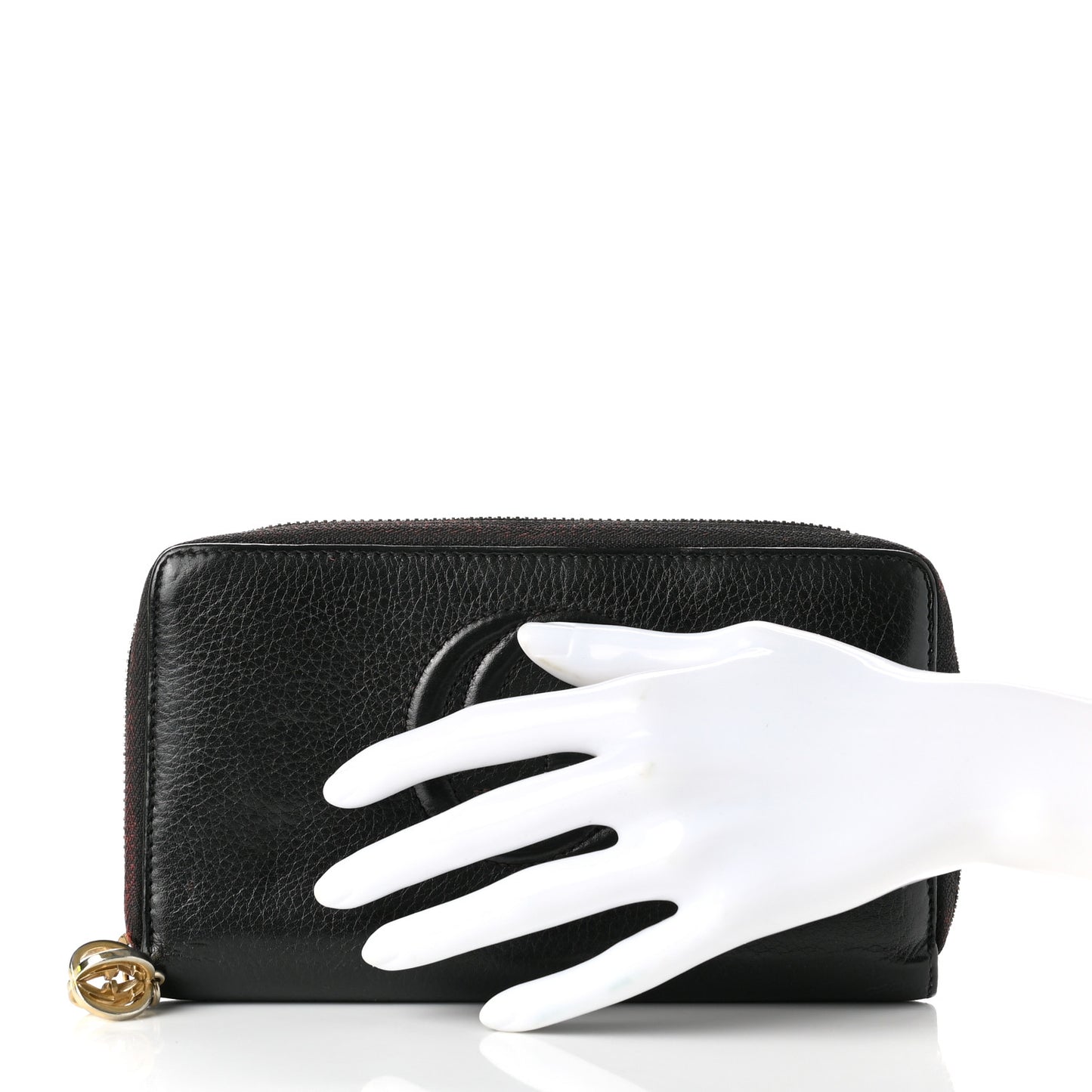 Pebbled Calfskin Soho Zip Around Wallet Black