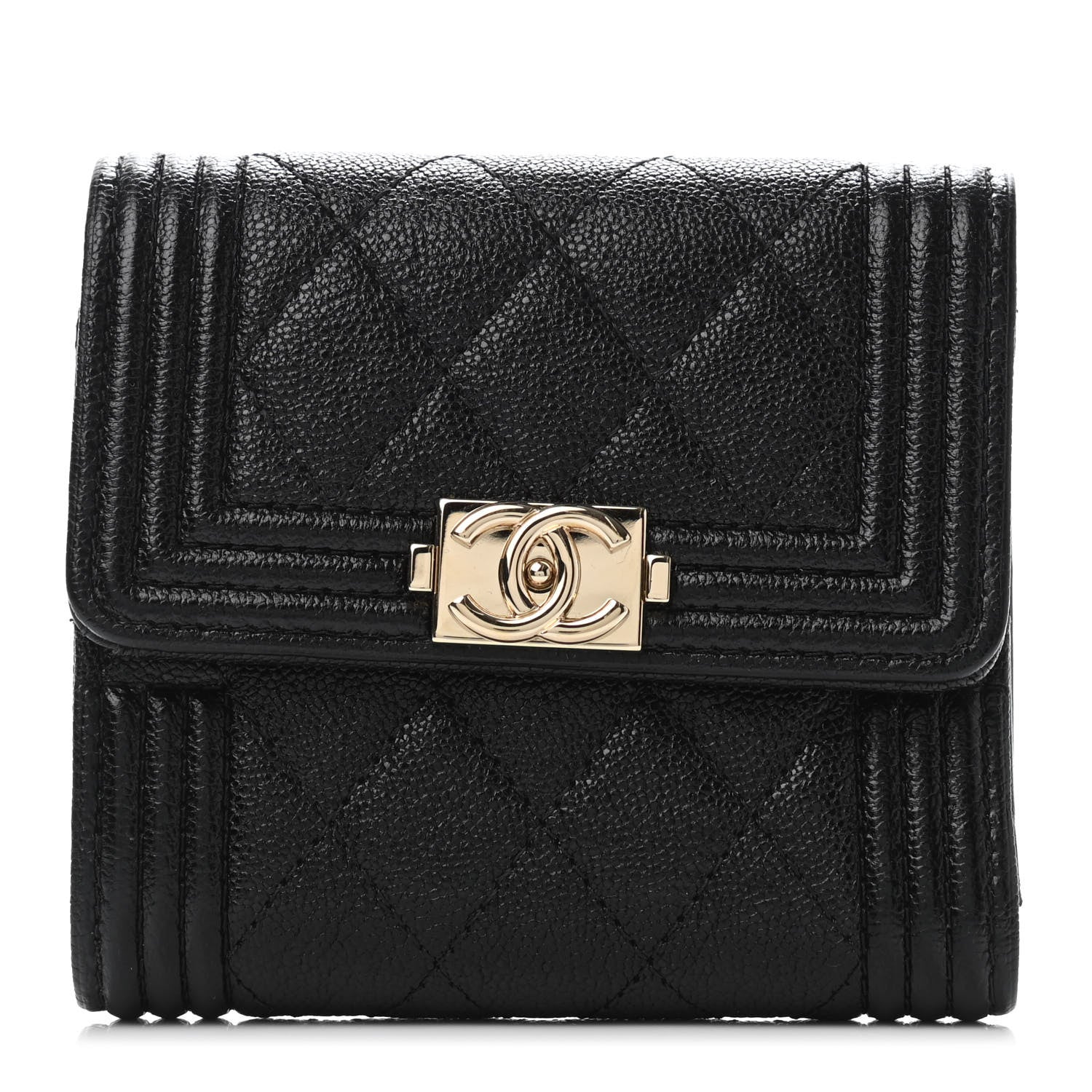 Chanel Caviar Quilted Compact Boy Wallet Black 1 of 4