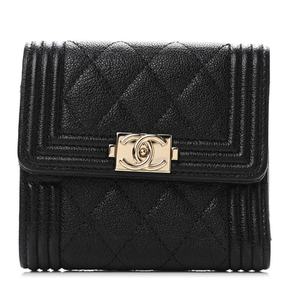 Chanel Caviar Quilted Compact Boy Wallet Black 1 of 4