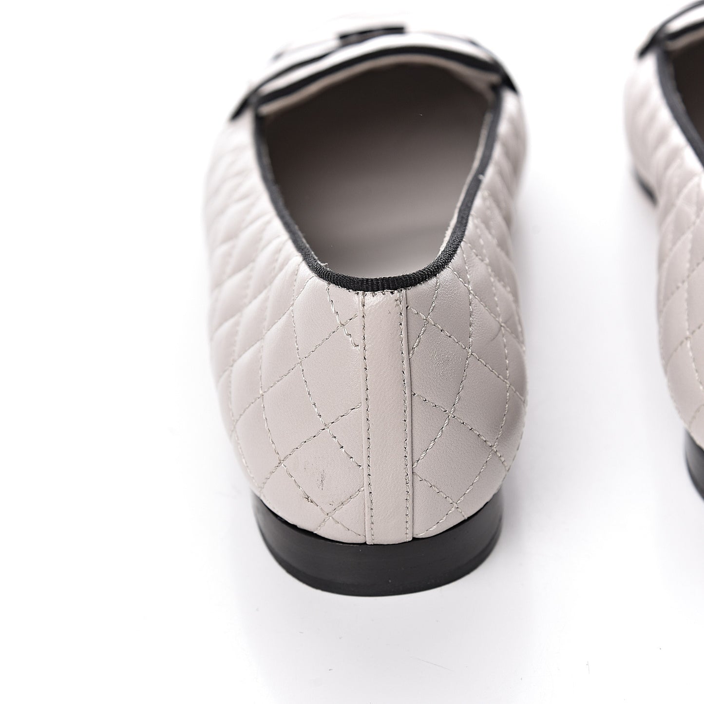 Lambskin Quilted CC Loafers 38.5 Light Grey