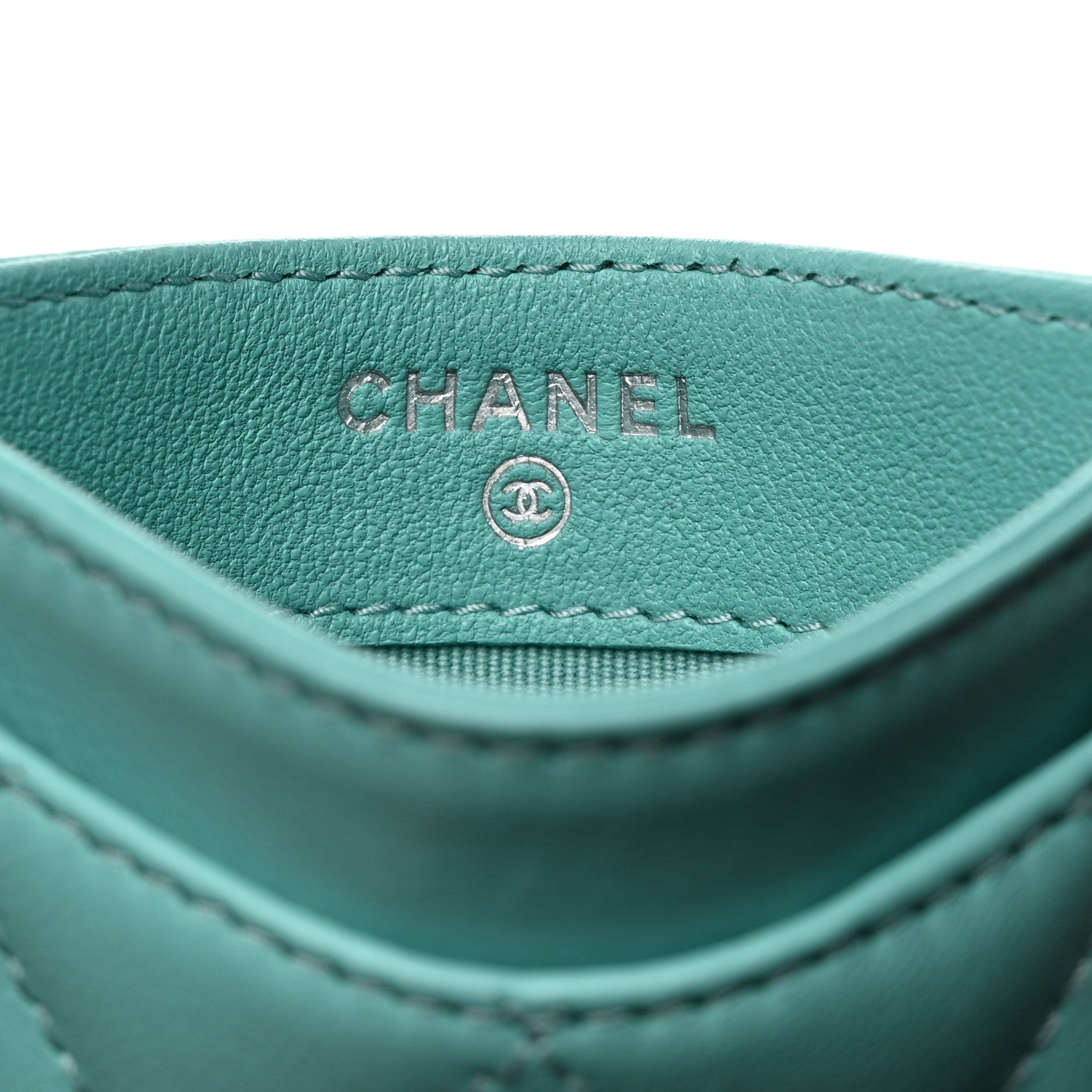 Chanel Lambskin Quilted Card Holder Turquoise 6 of 9