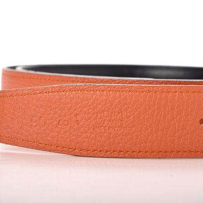 Hermes Box Togo 32mm Belt Strap 90 Black Orange 2 of 8