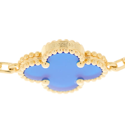 Van Cleef & Arpels 18K Yellow Gold Blue Agate 5 Motifs Vintage Alhambra Bracelet 4 of 4