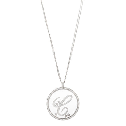 Chopard 18K White Gold Diamond Happy Diamonds Letter C Pendant Necklace 1 of 5