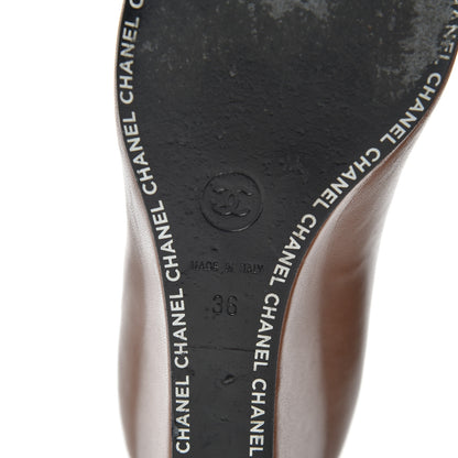 Chanel Lambskin Cap Toe Wedges 36 Brown Black 13 of 21