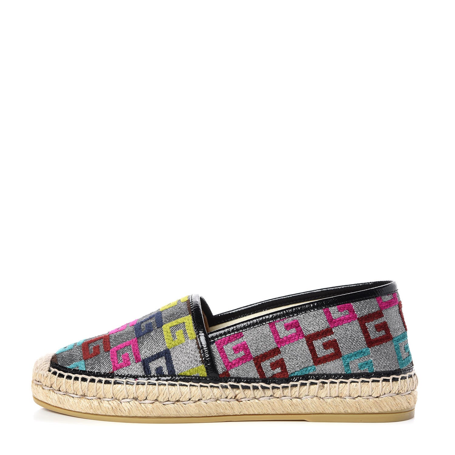 Gucci Velvet Lurex Square G Espadrilles 37.5 Silver Multicolor 1 of 10
