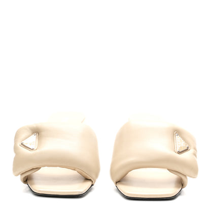 Prada Nappa Soft Padded Metal Triangle Logo 65mm Slide Sandals 39.5 Deserto 3 of 8
