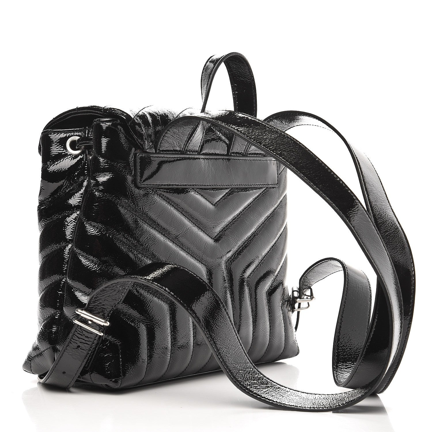 Saint Laurent Patent Y Quilted Monogram Small Loulou Backpack Black 3 of 7