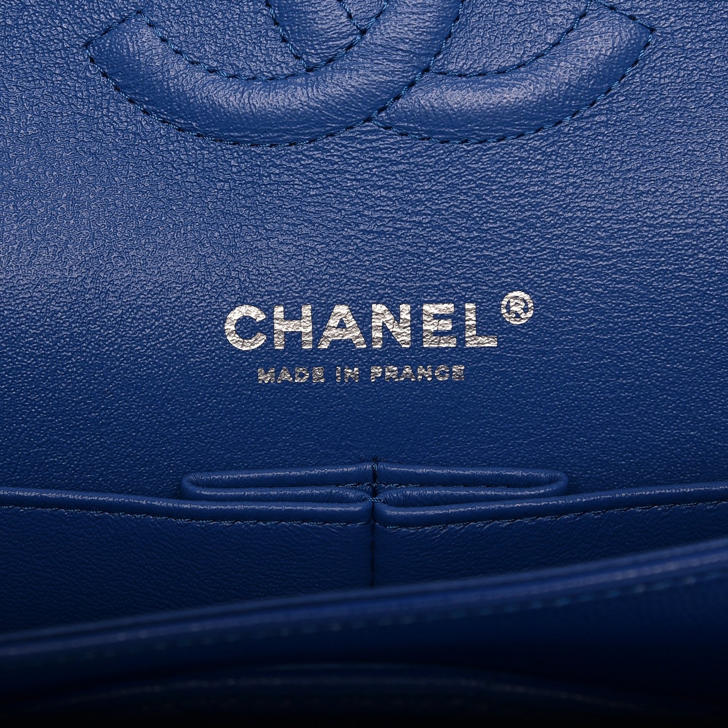 Chanel Caviar Chevron Quilted Medium Double Flap Bright Blue 6 of 9