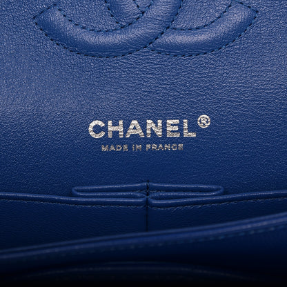 Chanel Caviar Chevron Quilted Medium Double Flap Bright Blue 6 of 9